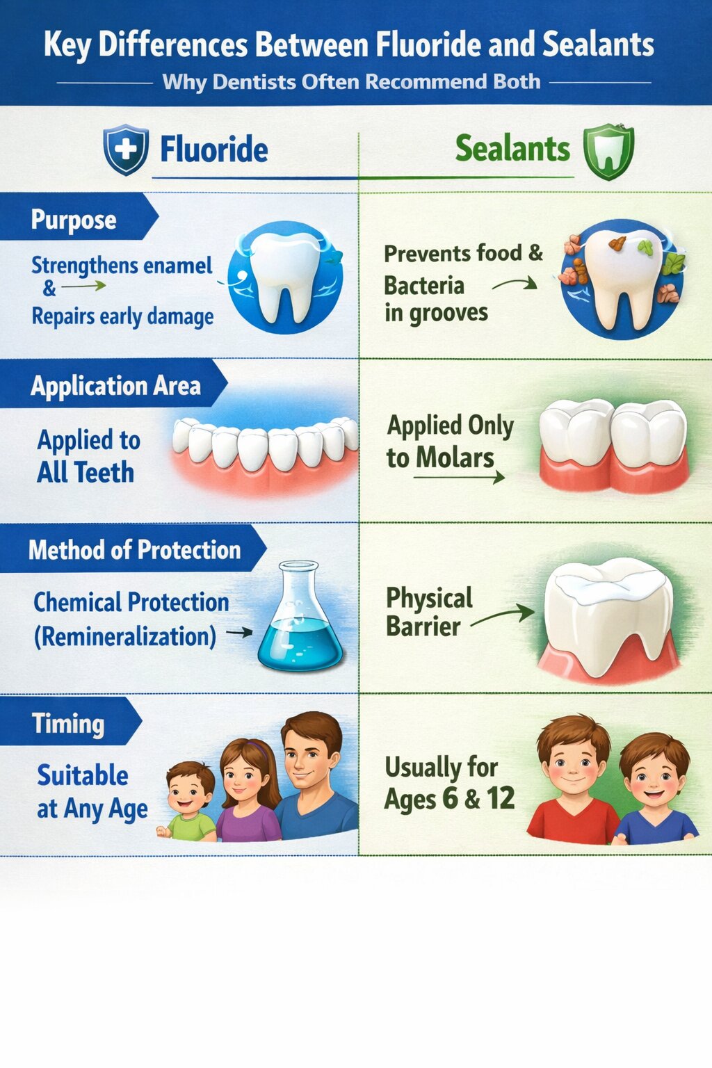 Key Differences Between Fluoride and Sealants